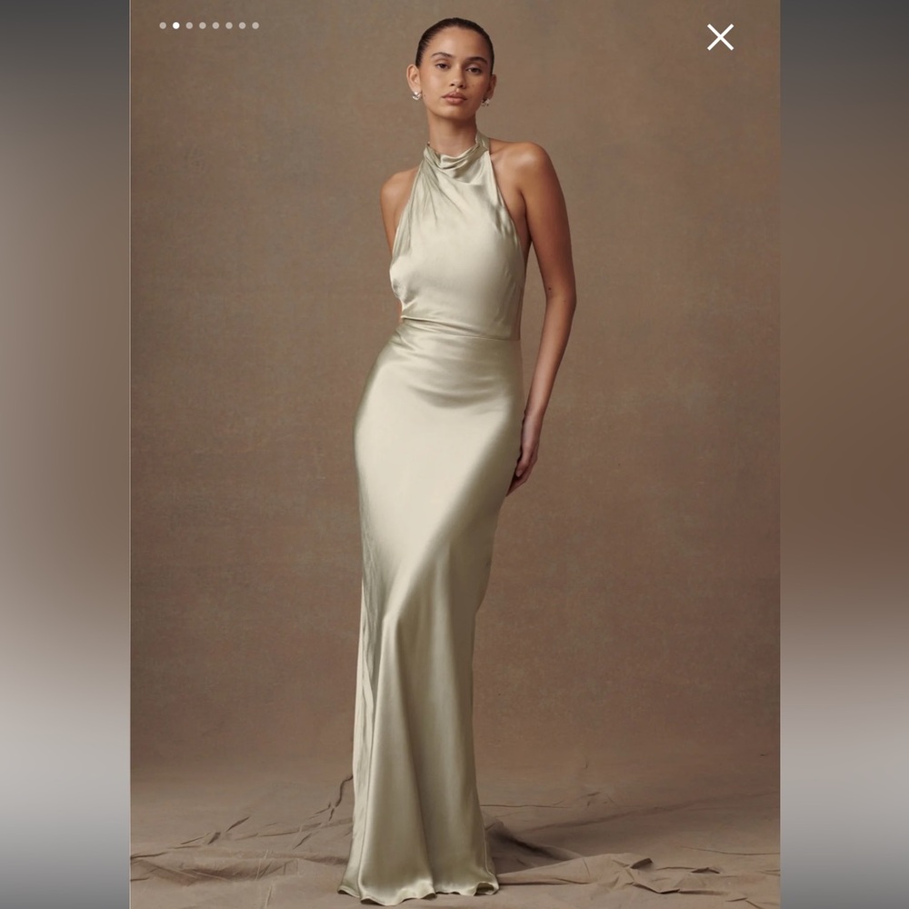 MESHKI Sage halter silky maxi dress